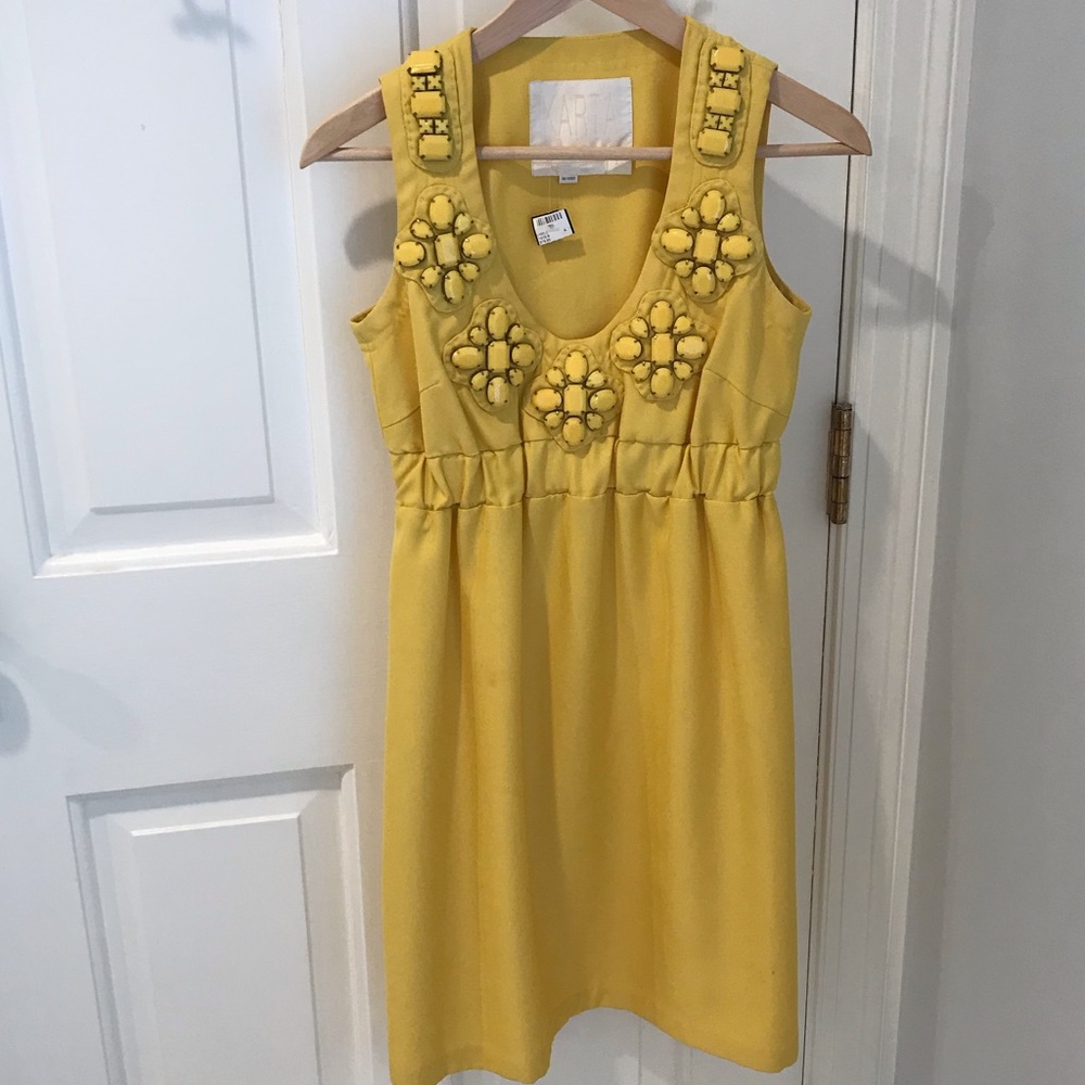 Yellow Karta Beaded Sleeveless Dress